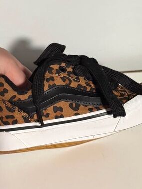 Vans Kids Leopard Print Sneakers in Brown and Black